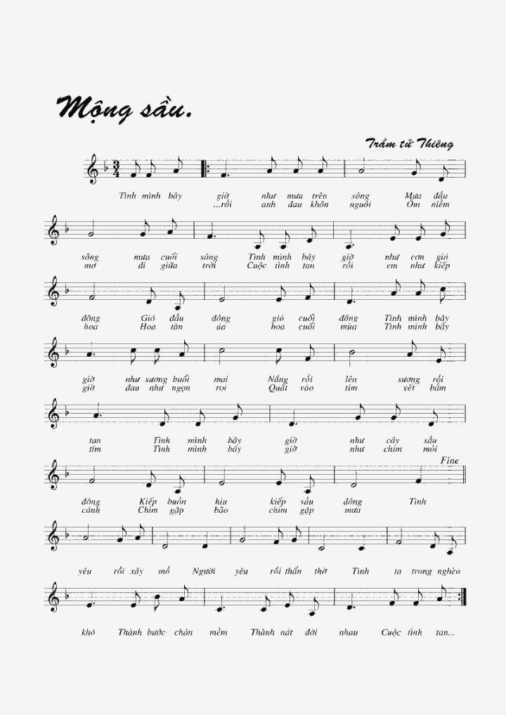 Sheet nhạc Mộng Sầu